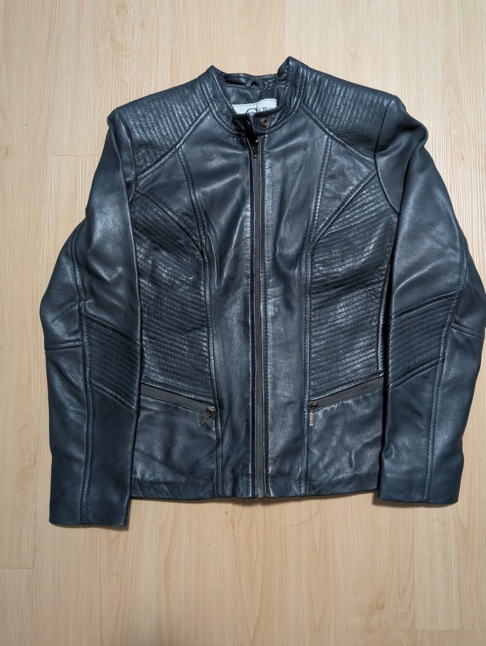 Vintage Women’s Leather Moto Jacket The Old Mill Blyth Ontario Blue Small